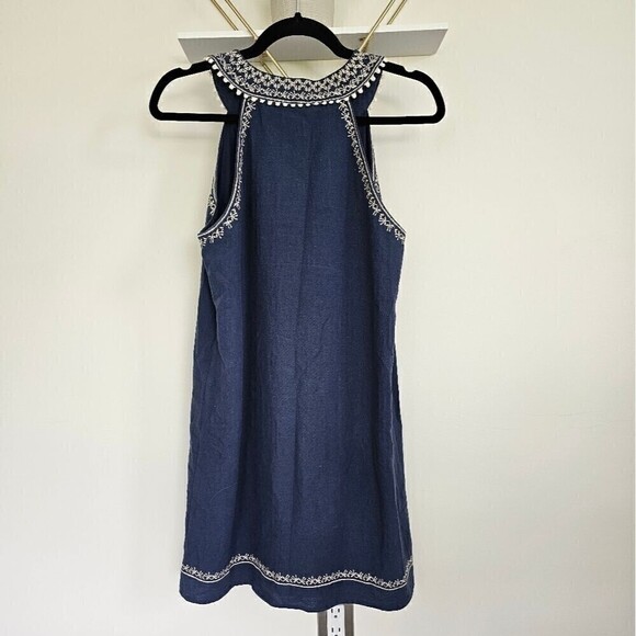 THML Blue Embroidered Blue Sleeveless Sheath Dress Size Small - Picture 10 of 11